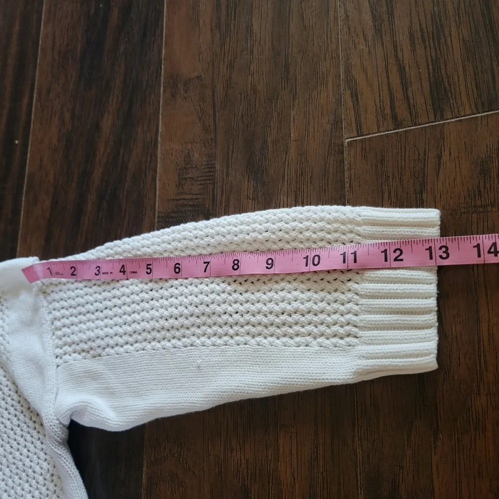 J. Crew 100% Cotton‎ Open Thick Knit Crochet Crew Neck Large Ivory Off-white